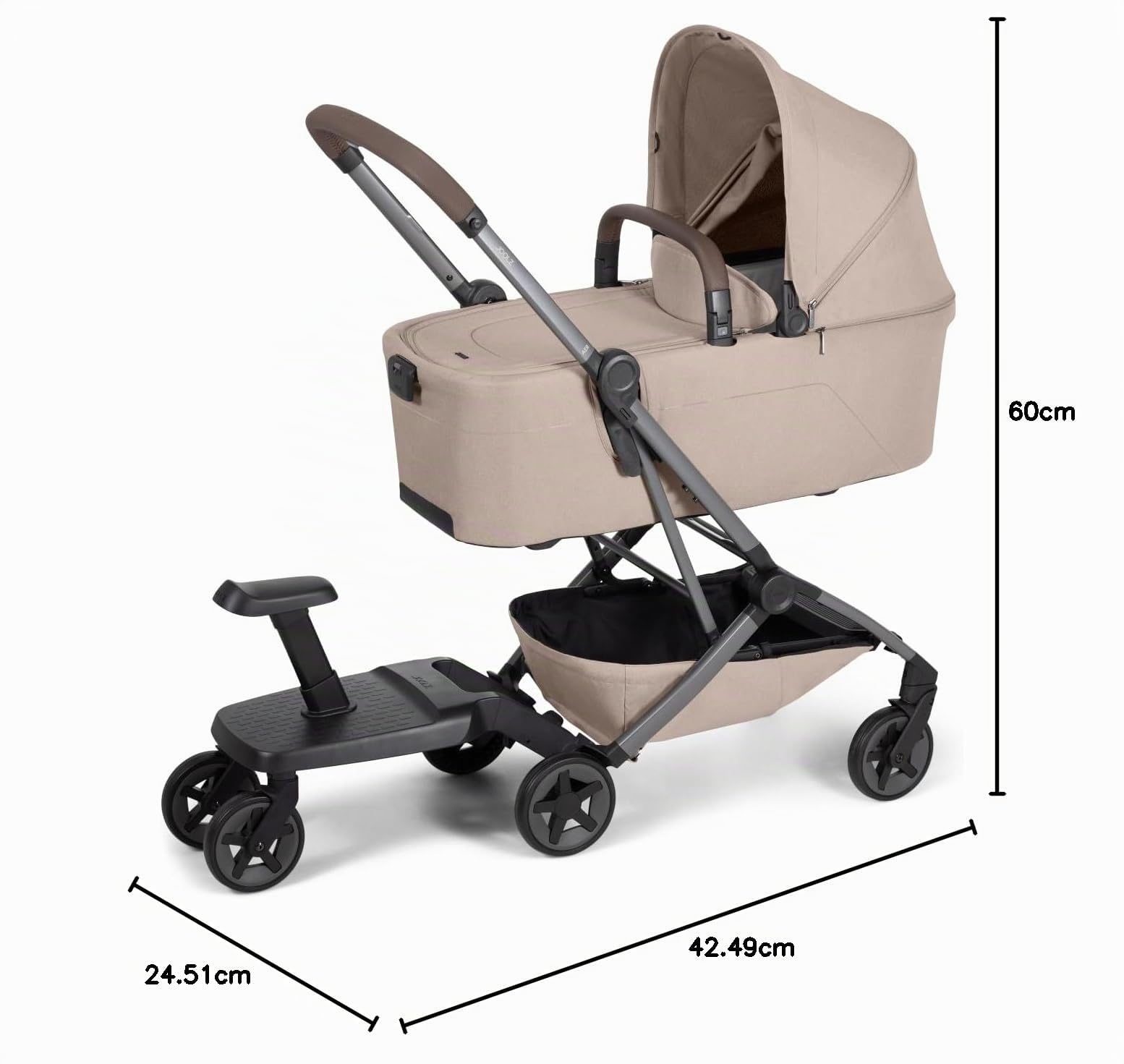 Joolz Aer2 Mitfahrbrett - Trittbrett mit abnehmbarem Sitz | One-Click-Befestigung, kompakt faltbar, freiem Zugang zur Bremse - Bis 20 kg belastbar -Kompatibel mit Joolz Aer2 Kinderwagen