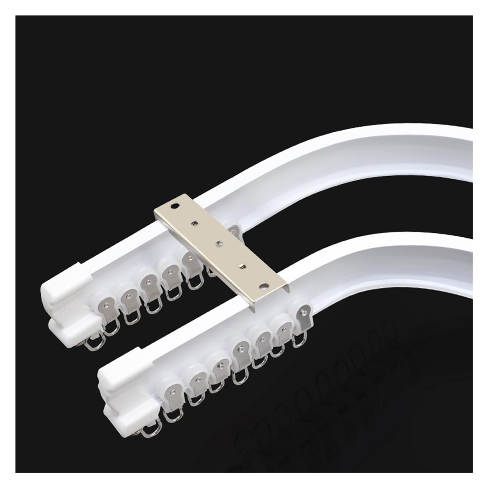 WQPMNYG Flexible Double Track Curtain Rod - Aluminum Ceiling/Wall Mount for Bedroom Living Room Bay Window & Shower Curtains - 140cm (4.6ft) - White