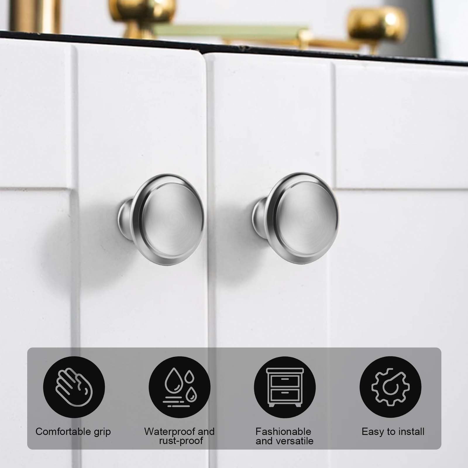PENCHUAN 15PCS Cabinet Door Knobs, 27mm Silver Round Brushed Metal Knobs, Drawer Pull Handle with 30 Long Short Screws for Cabinets, Drawers, Wardrobes, and Kitchen Cupboards Furniture - Image 4