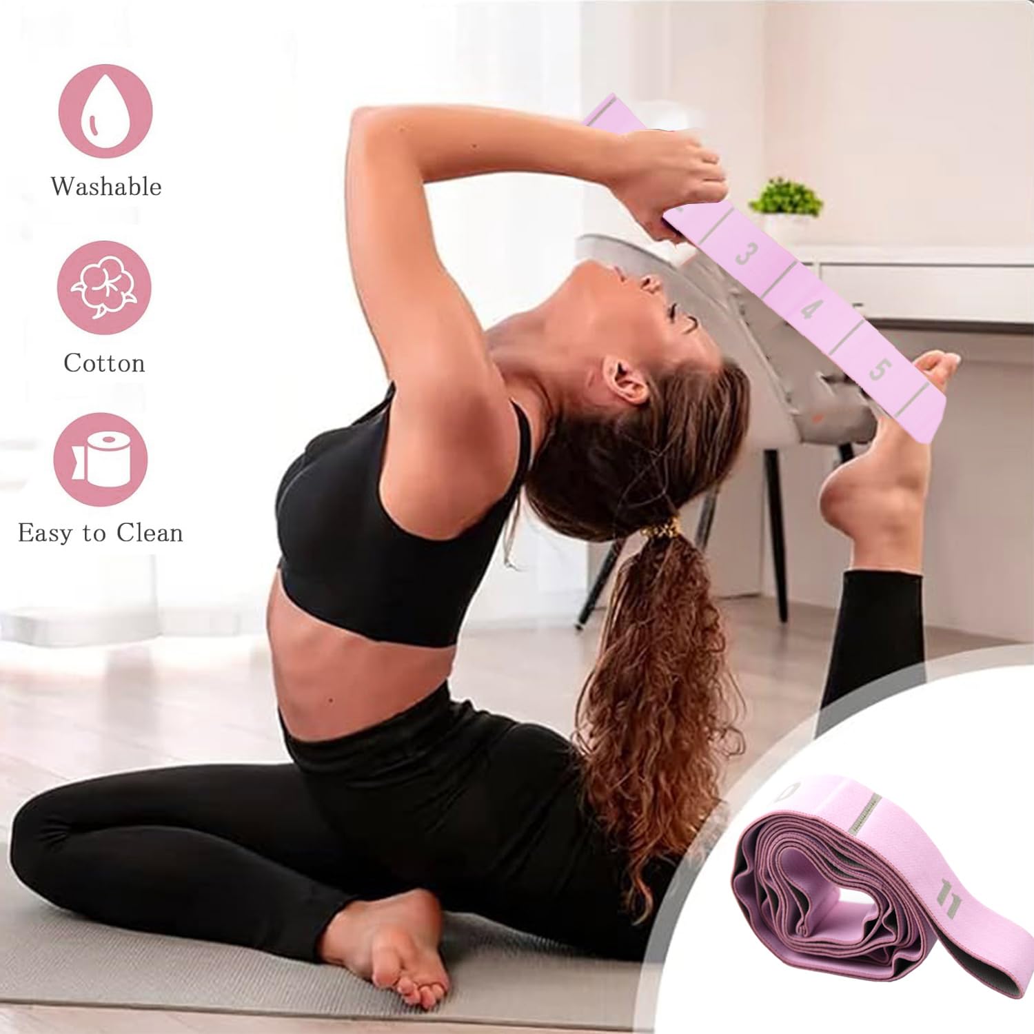 Elastico Fasce di Resistenza,Yoga Stretching Band, Fitness Elastici e bande Yoga per Pilates, Fitness, Stretching, Allenamento, Danza