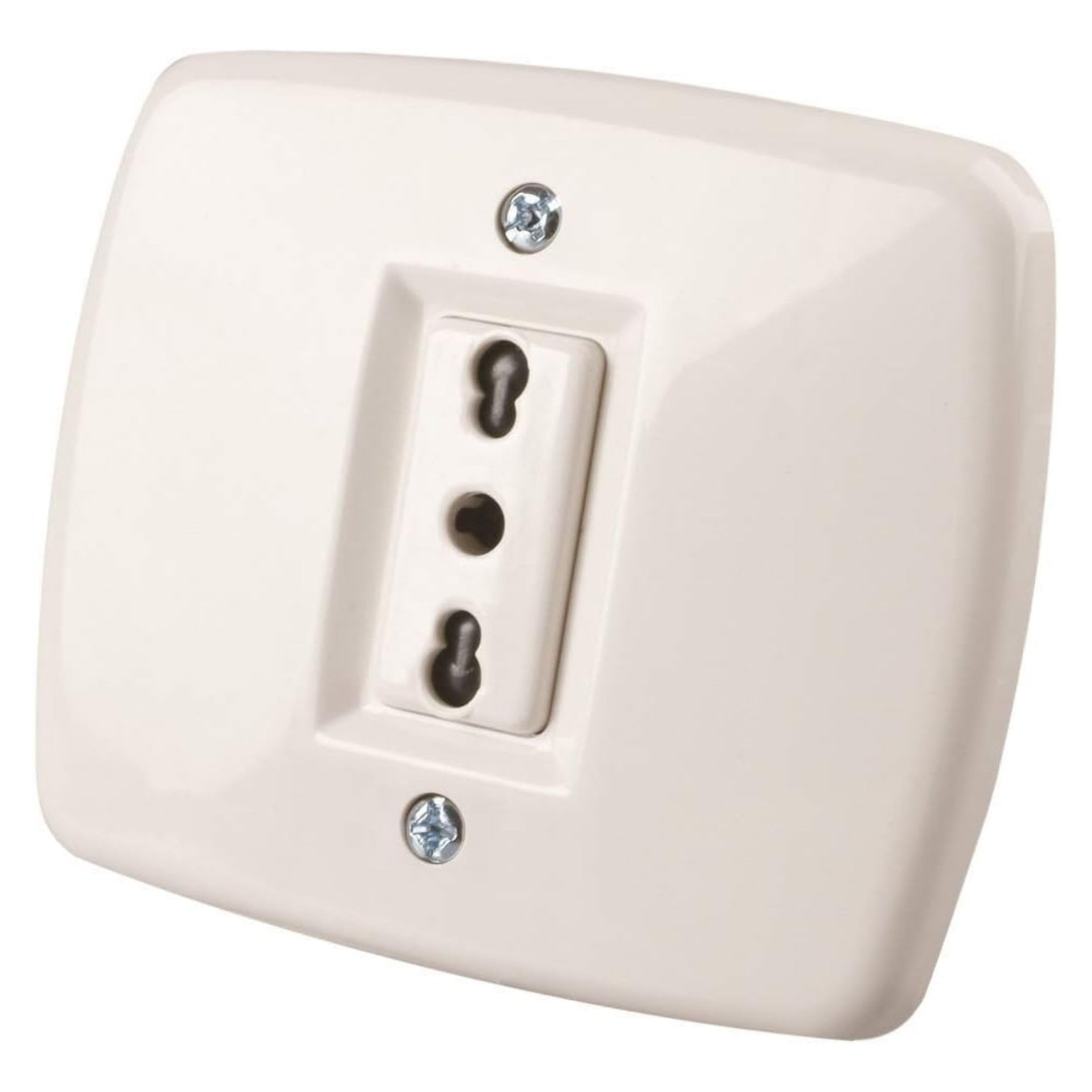 POLY POOL PP0137X Toma de corriente bivalente para enchufe italiano 10A 250V Toma de corriente color marfil Toma de corriente de pared con caja rectangular para fijación Toma Made in Italy