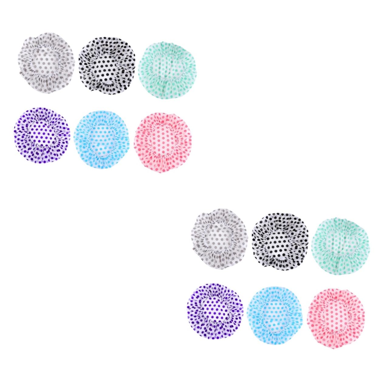 FRCOLOR 2 Juegos de Gorros de Baño Elásticos para Mujer Gorros de Ducha de Peva Reutilizables Gorros de Baño para Spa 6 Unidades