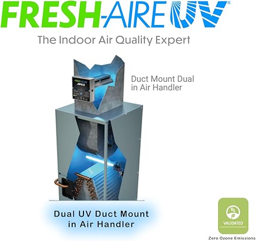Miniatura 3 de Fresh-Aire UV Fresh-Aire APCO - Purificador de aire compacto en conducto con filtro de matriz de carbono, fuente de alimentación remota, incluye