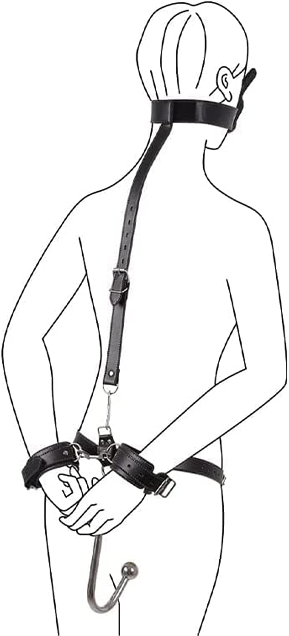 Kit de bondage BDSM, collier, gag, crochet anal, plug anal en métal, menottes sexuelles réglables en cuir, ceinture de chasteté, contraintes fétichistes, jouet anal(3 Kugeln)