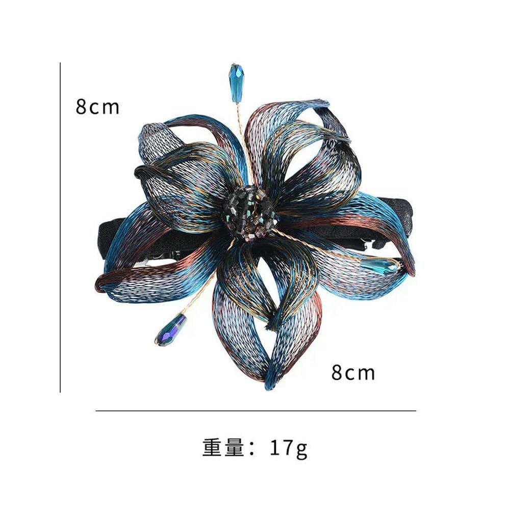 ZBDP - Horquilla para el pelo con diseño retro de flores de alambre de cobre tejida a mano para mujer, elegante clip de resorte, diadema para novia, tiara para niña