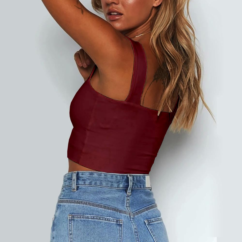 Abardsion Women's Sexy Sleeveless Skinny Basic Strappy Crop Tank Tops 2024