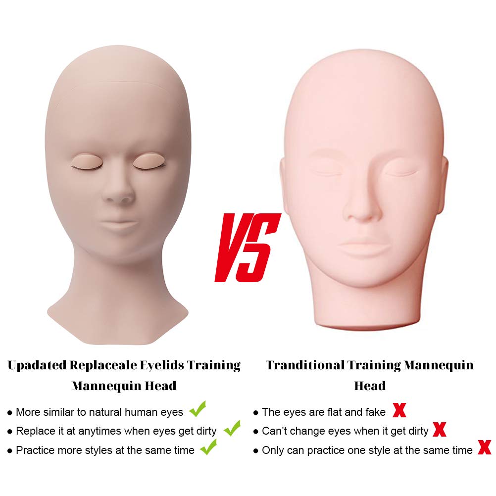 Puppenkopf Aus Silikon Für Wimpern- & Make-up-Übung – 24,3 X 15,5 Cm, Mit Wimpern, Realistische Hautstruktur