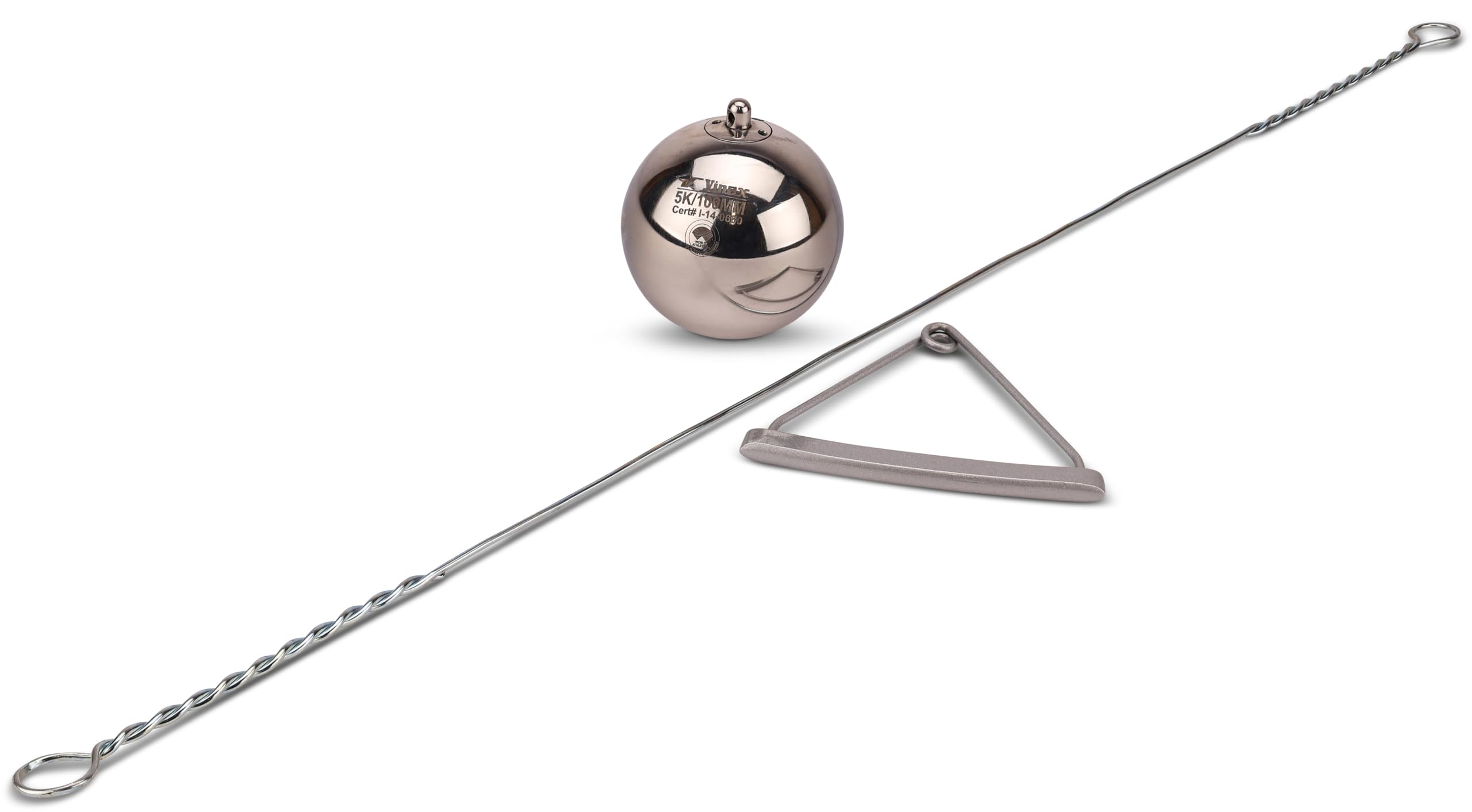HAEST Vinex Wettkampfhammer Edelstahl - 5 kg - 100 mm Durchmesser - WA Zertifiziert - Hammerwurf Leichtathletik - Mit Draht & Griff