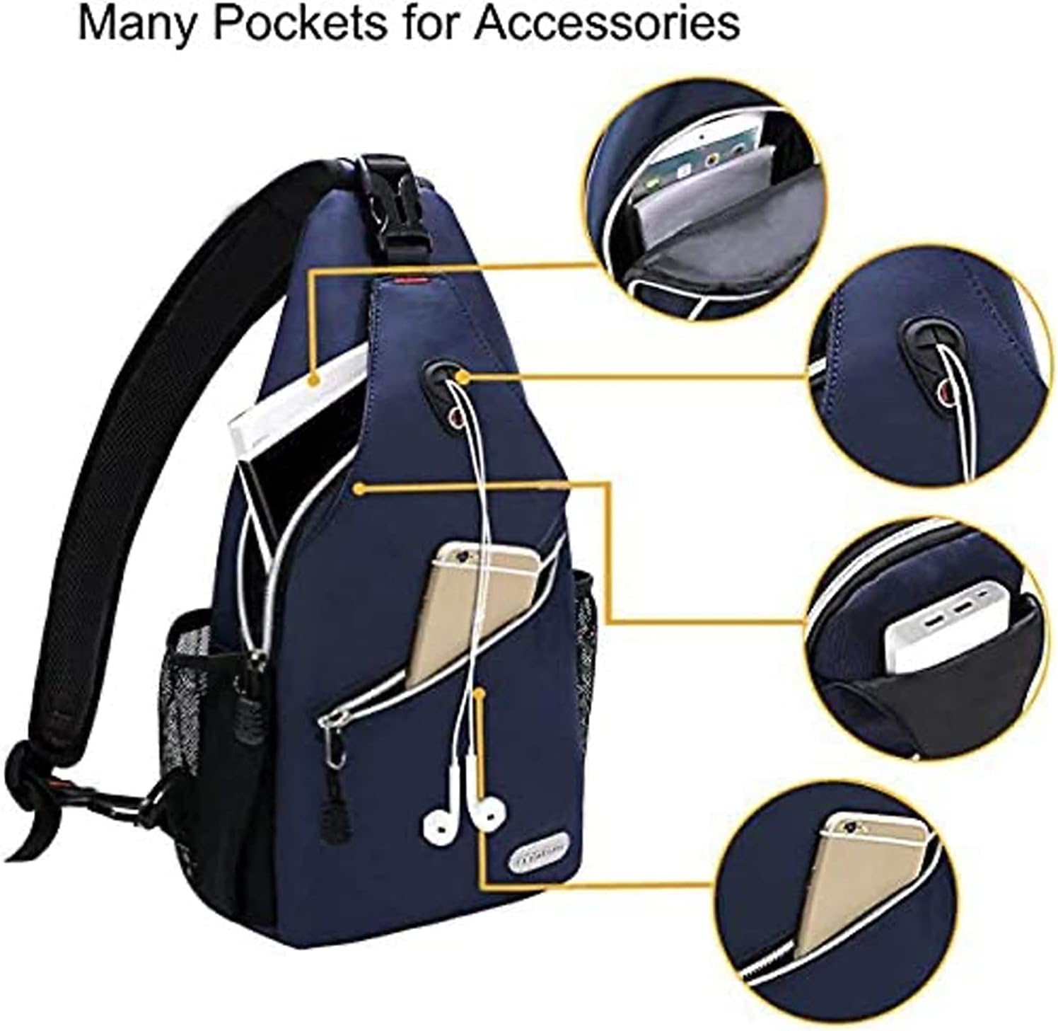 MOSISO Mini Sling Backpack,Small Hiking Daypack Travel Outdoor Casual Sports Bag, Navy Blue
