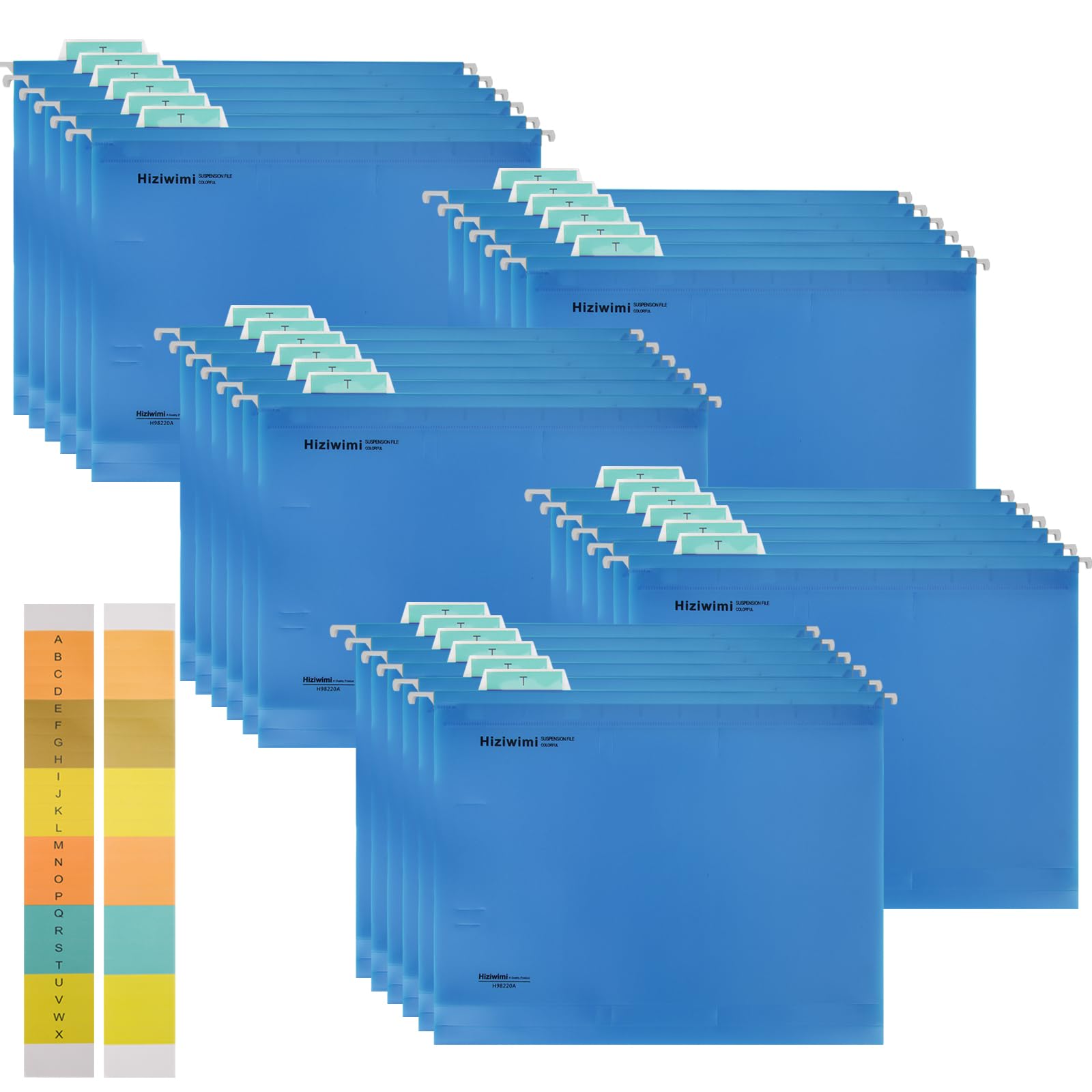 30 Pcs PP Hanging File Folders Letter Size,Blue Hanging Folders with Tabs,File Folders for Filing Cabinet Hanging Files for Bulky Files,Medical Charts