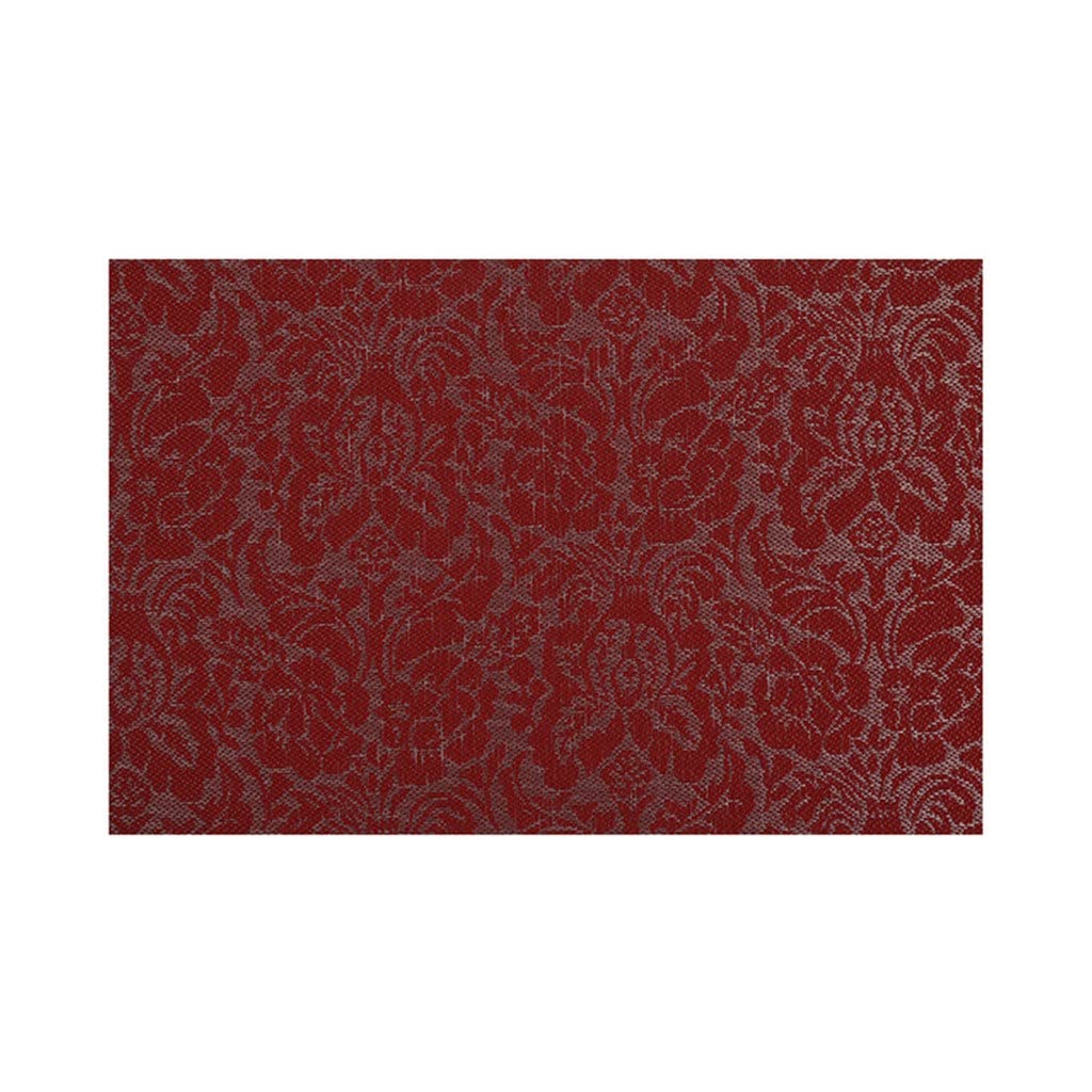 Set de table rouge jacquard rose en PVC 30x45 cm | Lot de 4