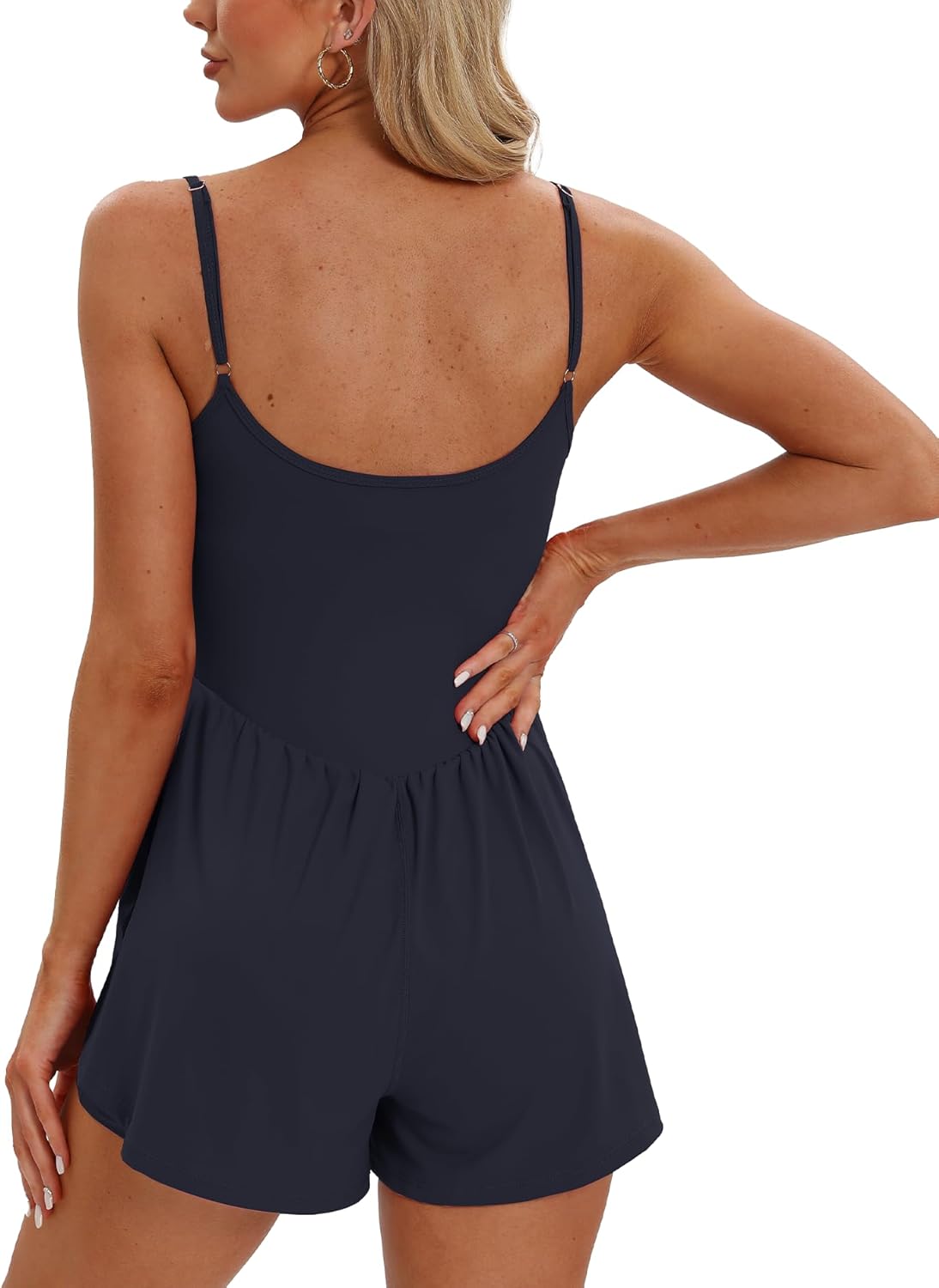 Beaully Women's Summer Sleeveless Athletic Rompers Spaghetti Strap Double Lined Shorts Jumpsuit One Piece Outfits - Image 2