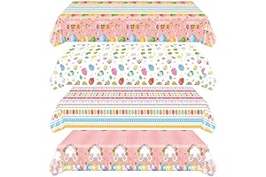 QICI 4 Packs Disposable Rectangle Easter Tablecloth