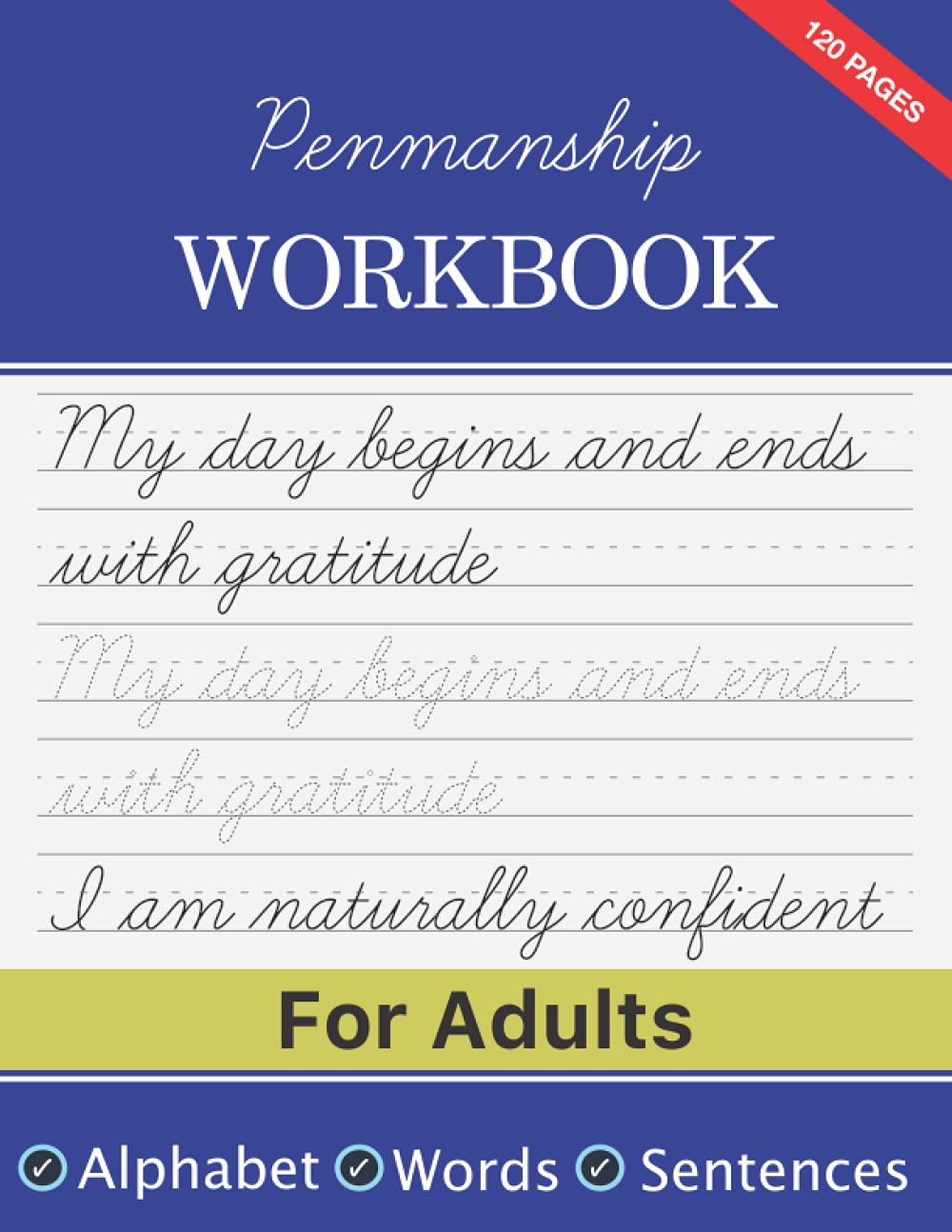Penmanship Workbook for Adults: Learning Cursive Handwriting Workbook, Cursive Handwriting Book for Beginners