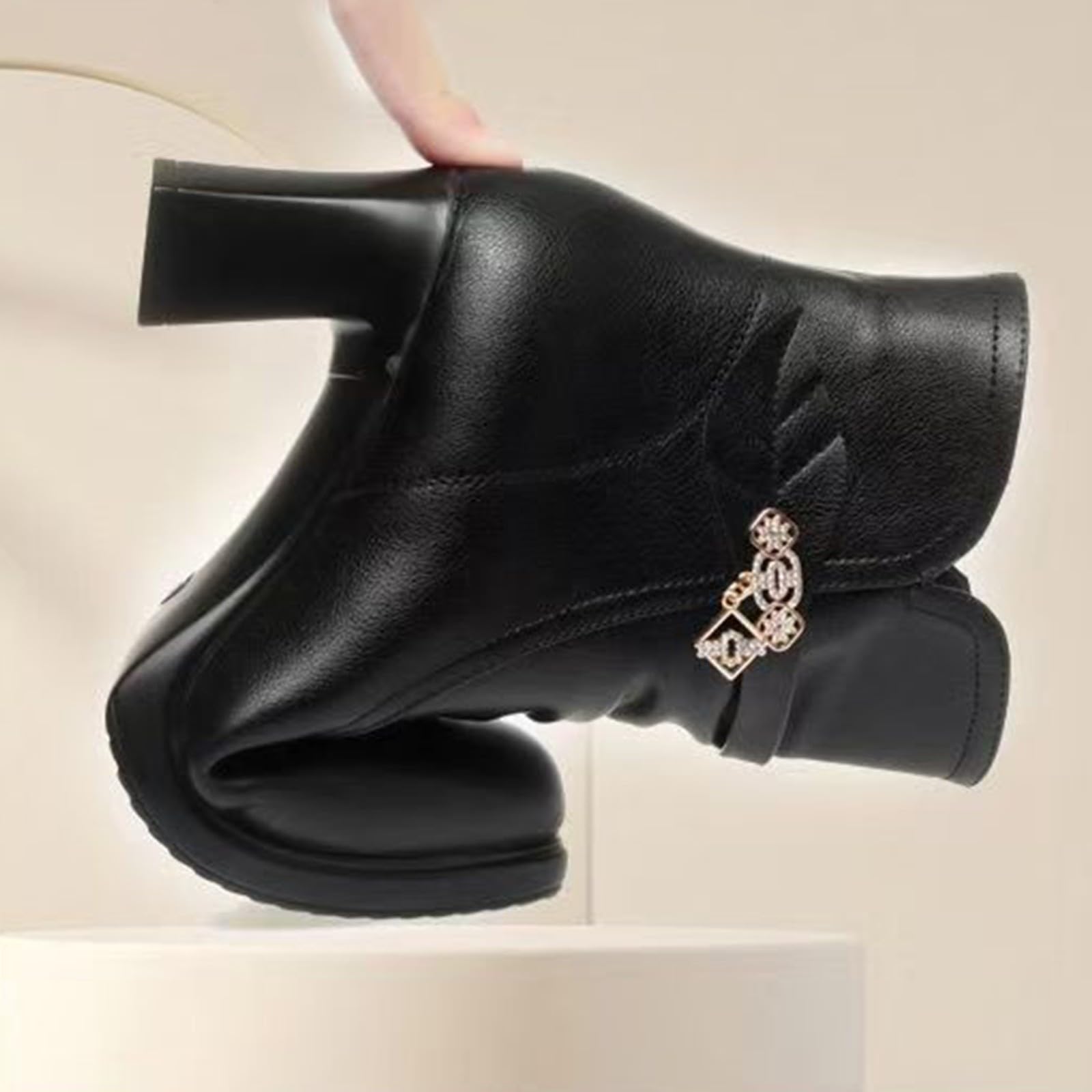 Cocila suede front boots side zipper chunky heel short botas mujer altas marrones