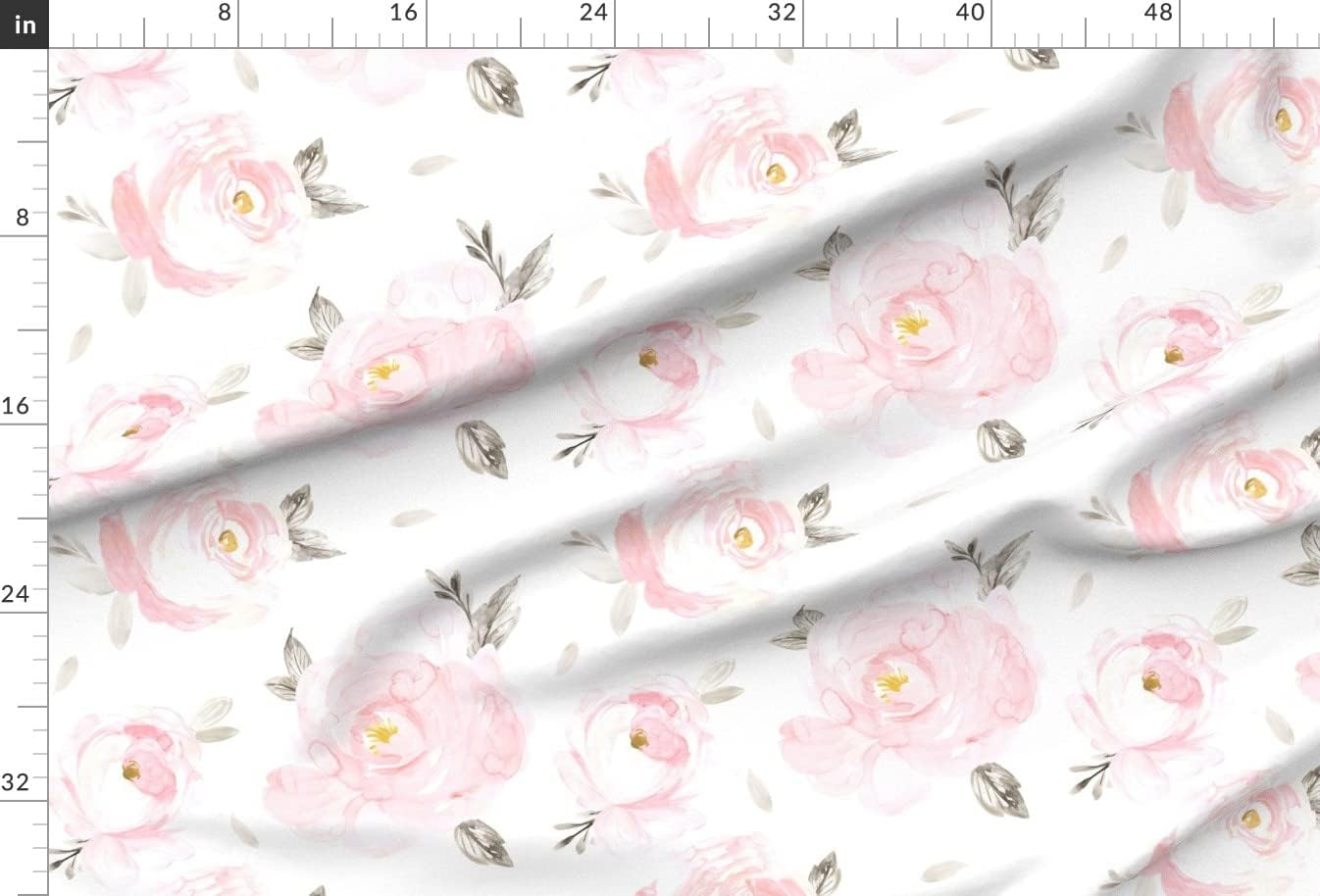 Spoonflower Fabric - Blush Floral Watercolor Pink Rose Flowers Botanical Printed on Minky Fabric by The Yard - Sewing Baby Blankets Quilt Backing Plush