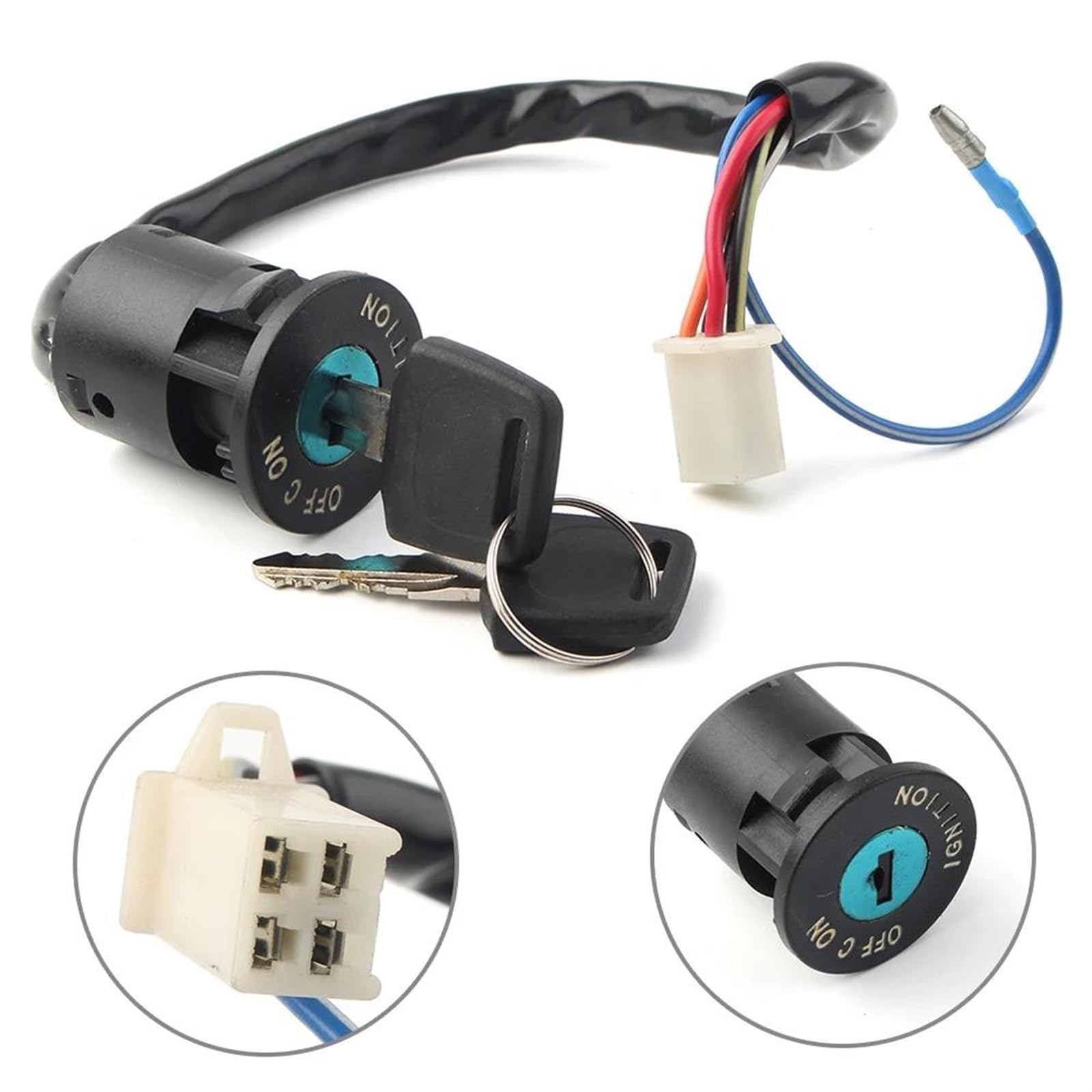 Barril Encendido Moto Llave Interruptor Encendido 4 Cables Para Motocicleta Con Tapa Para ATV Chino 125cc 50-250cc Para Mini Quad Para ATV Piezas Repuesto Moto Interruptor Encendido Moto