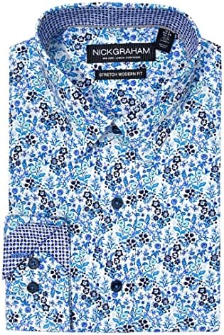 Nick Graham Men's Wildflower Floral, Navy, M-L 15.5 34/35
