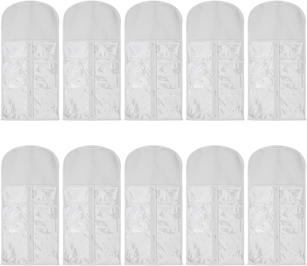 Wig Storage Bag Holder Case, Wigs Pouch Dust-Proof Organizer Protect for Professional Hair Extensions Pack of 10 (White)