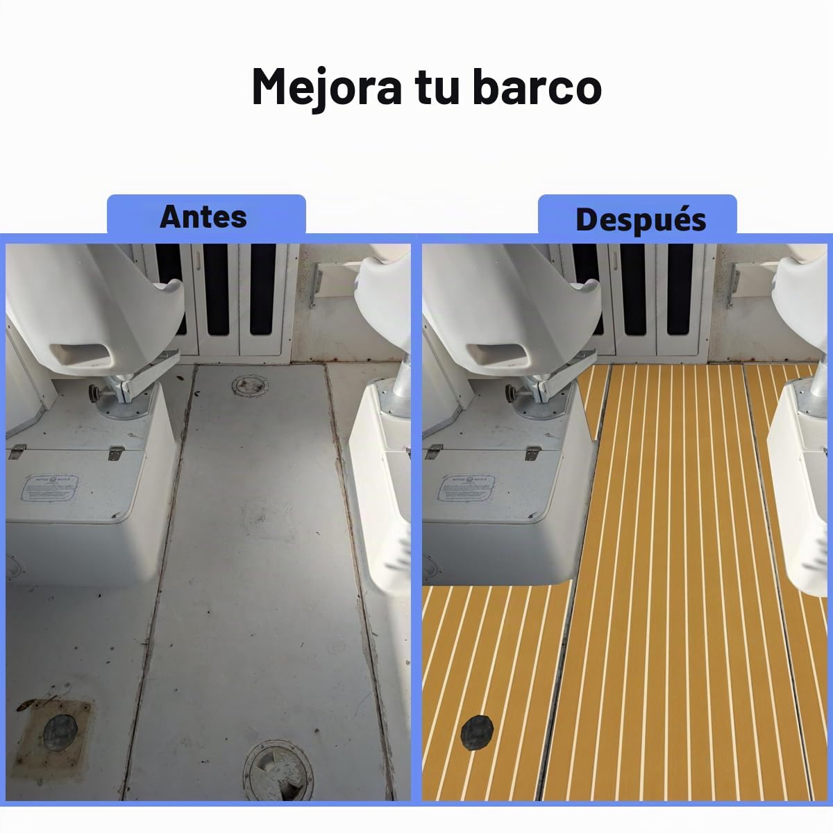 240cm x 90cm EVA Marino Cubierta Teca Sintetica Suelos para Barcos Yate (Amarillo Marrón con Blanco)
