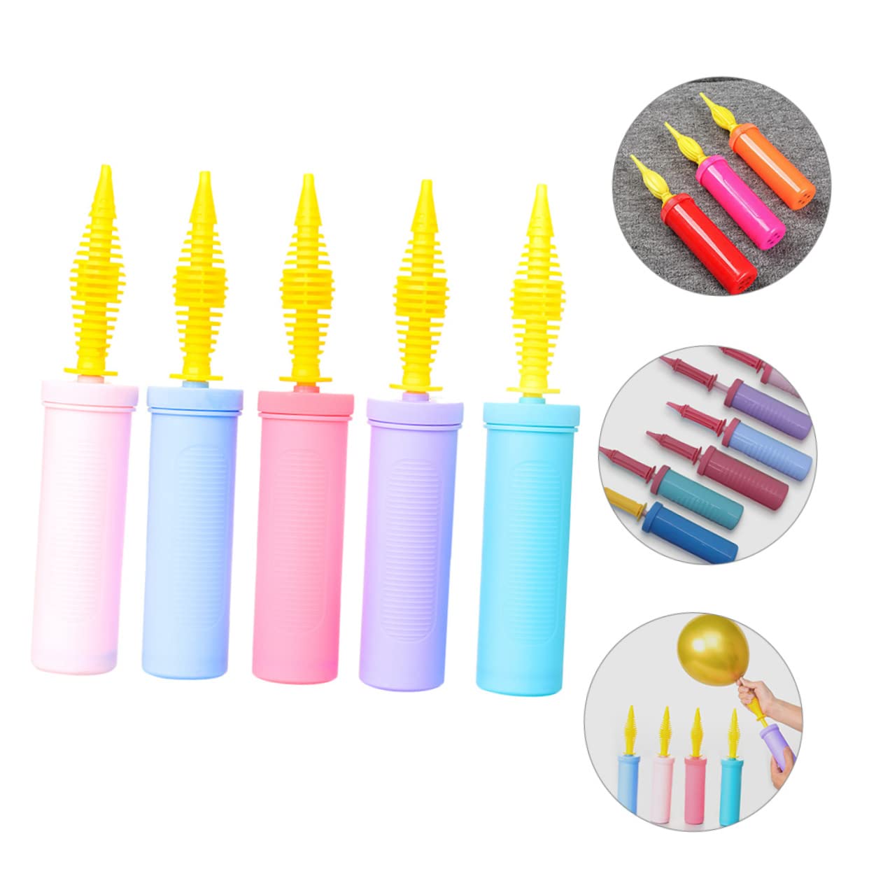 Pompa Manuale per Palloncini Portatile in Plastica, 5 Pezzi