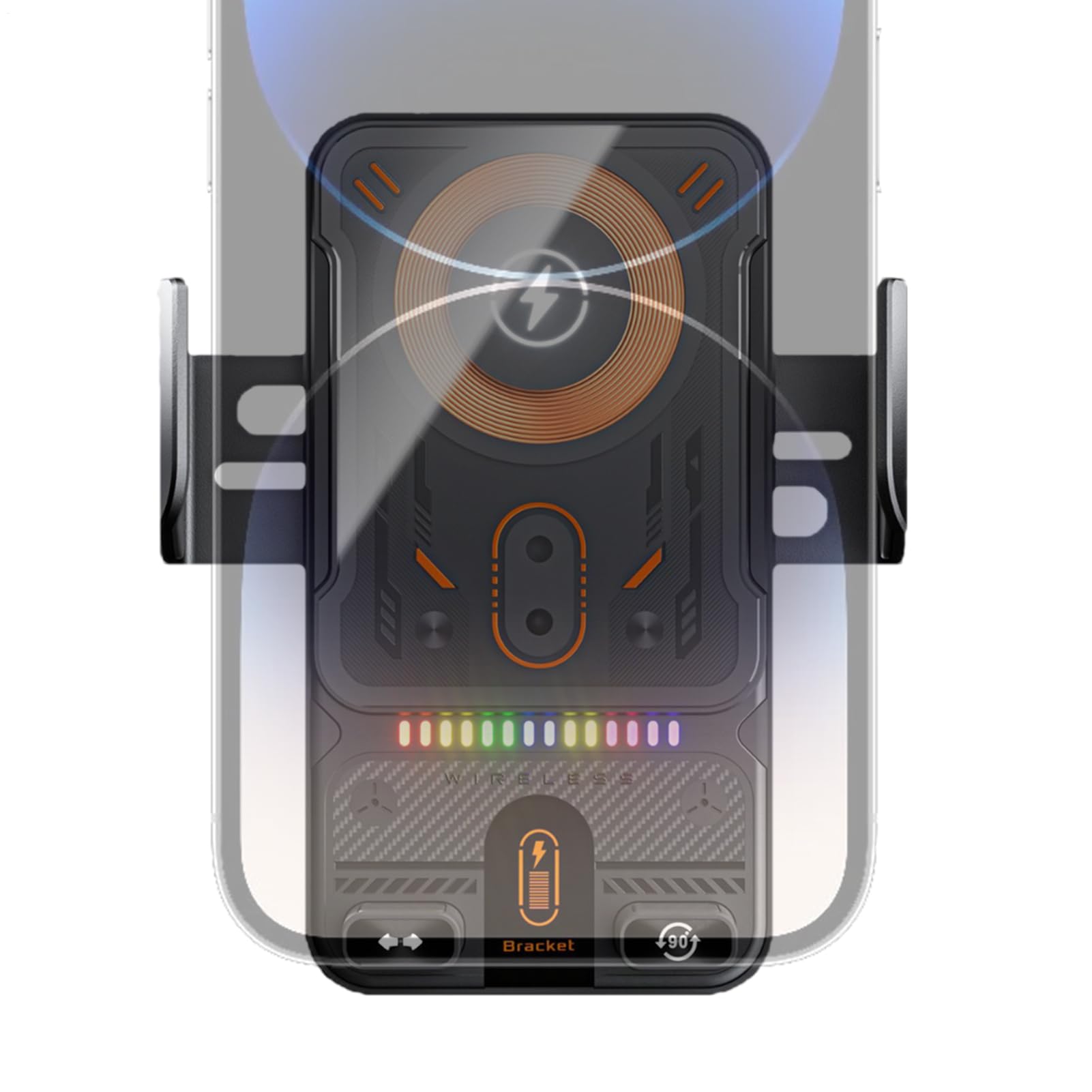 Caricabatteria per auto senza fili | Supporto per auto a ricarica rapida da 15 W - Supporto automatico a clip per auto, per controllo musicale streaming video uso quotidiano lunghe gite in famiglia
