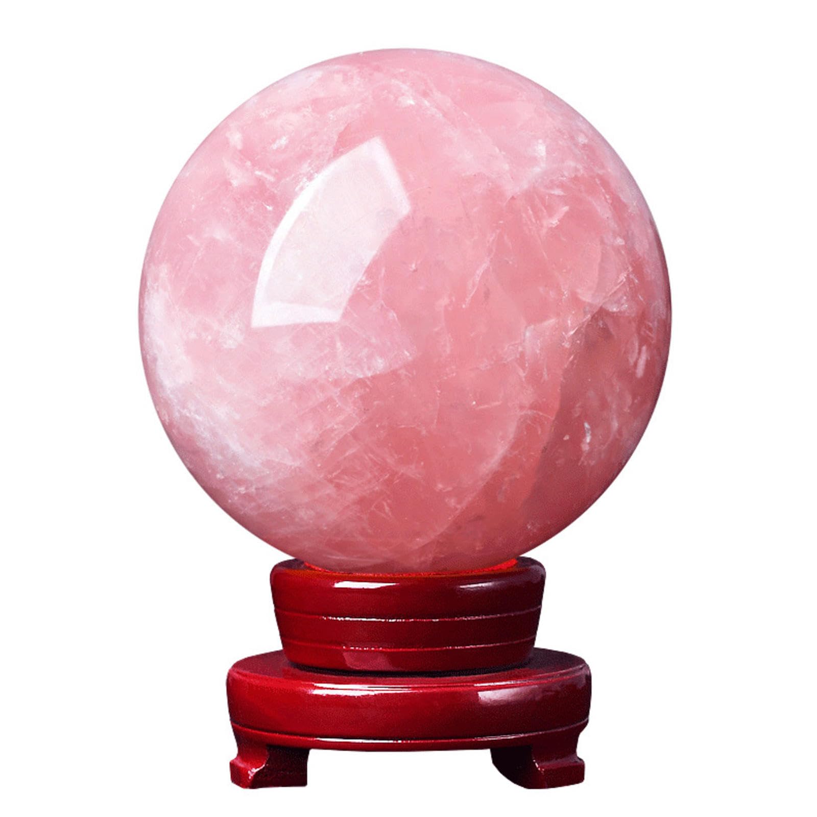DPURPIWADY Rose Quartz Magic Crystal Ball Ornament Sphere + Base,11cm
