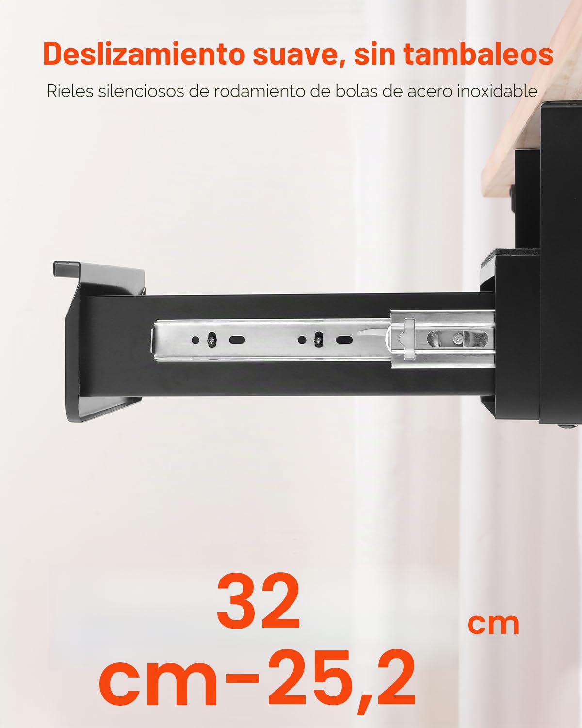VEVOR Cajón Deslizable Debajo del Escritorio con Cerradura, Organizador de Almacenamiento Oculto, 365 x 335 x 185 mm