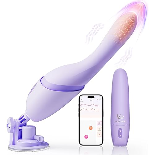 MOOLIGIRL Thrusting Vibrator Women Sex Toys - 5IN1 Adult Sex Machine with Heating & 10 Thrusting Vibrating Modes, App Control & Detachable Suction Base, Hands-Free G Spot Anal Dildo for Couples Games