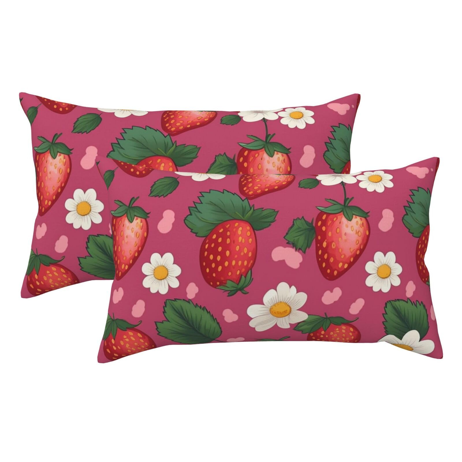 2 Pack King Size Pillow Cases for Hair and Skin Soft Breathable Pillow Case Covers with Hidden Zipper Strawberry Pillowcase 20x36 Inches Pillow Covers for Sleeping Gift