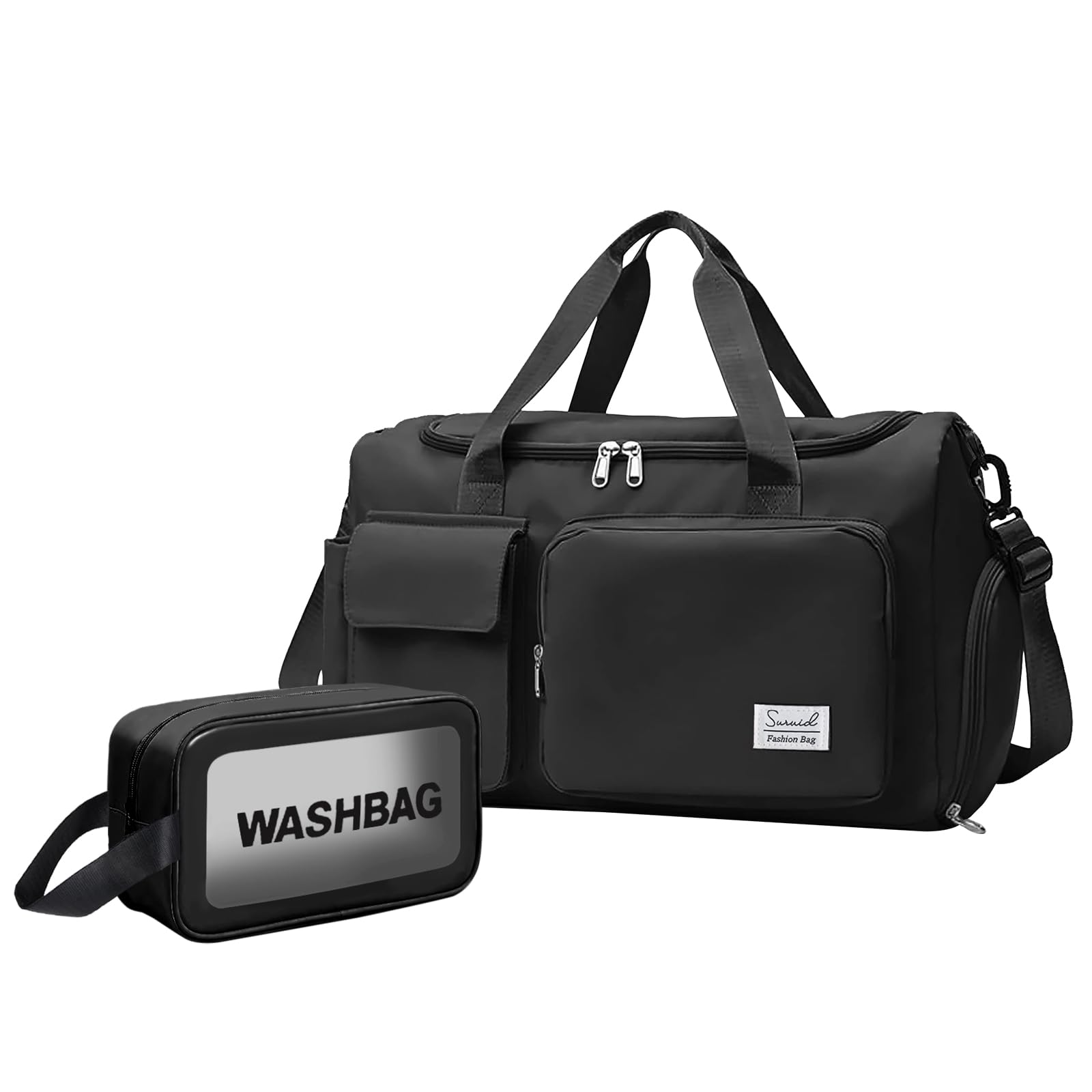 Suruid Gym Bag for Women Men, Travel Duffle Bag Large Capacity Carry On Weekender Bag With Shoe Compartment Gym Tote Dry Wet Separation Duffel Bag