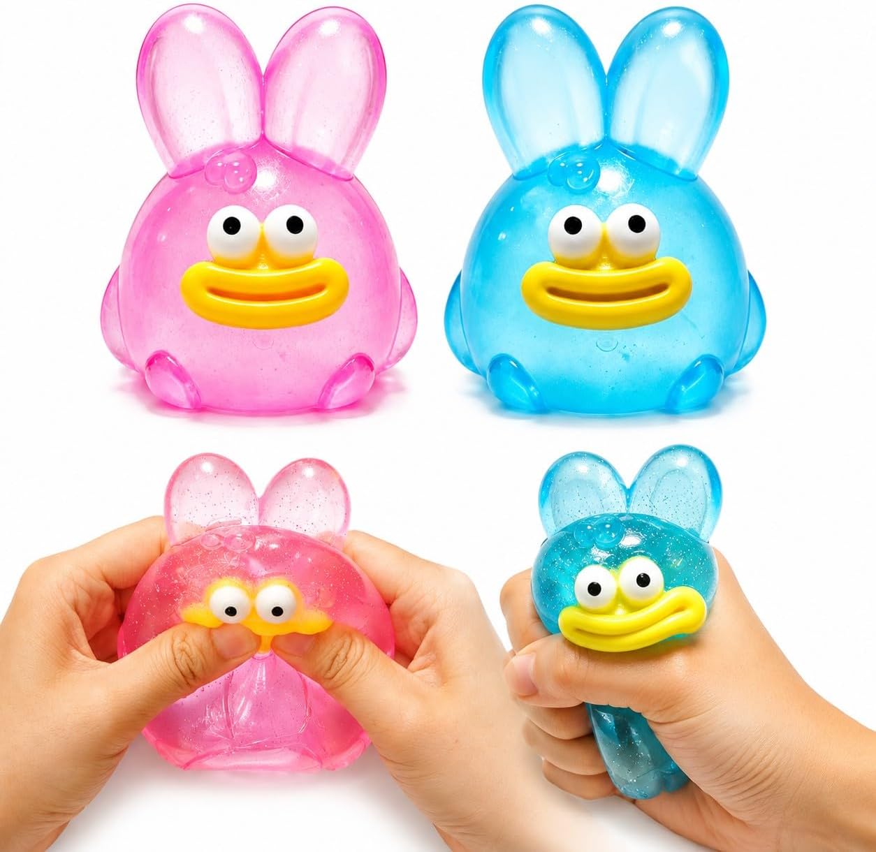 Bunny Squishy Fidget Toys,Sparkly Animal Squeeze Sensory Balls Pack (2Pcs)