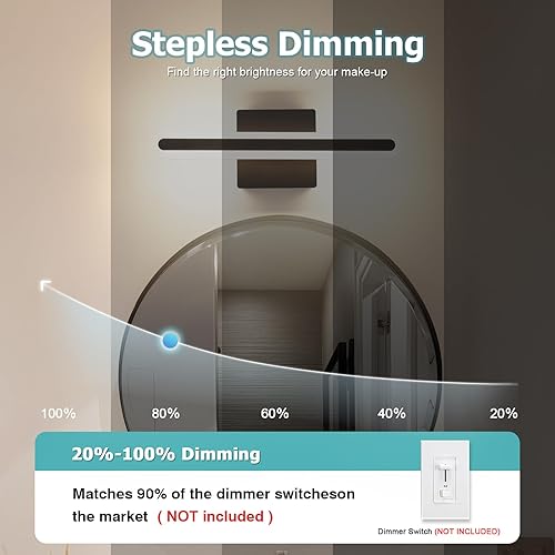 Miniatura 3 de Joosenhouse Moderna lámpara LED para tocador de baño, barra de luz de baño regulable 5CCT, luz de tocador cableada, 15.7 pulgadas, 16 W, luces de
