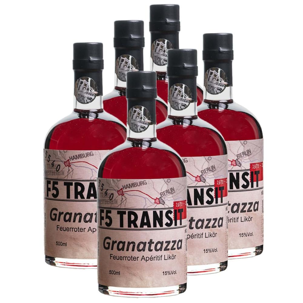 Granatapfel Likör "Granatazza" Aperitif 6x0.5l (15% Vol) No. 5540 - RATION | Granatapfellikör | 6 Flaschen a 500ml | F5-Transit | Schwechower Brennerei (1229)