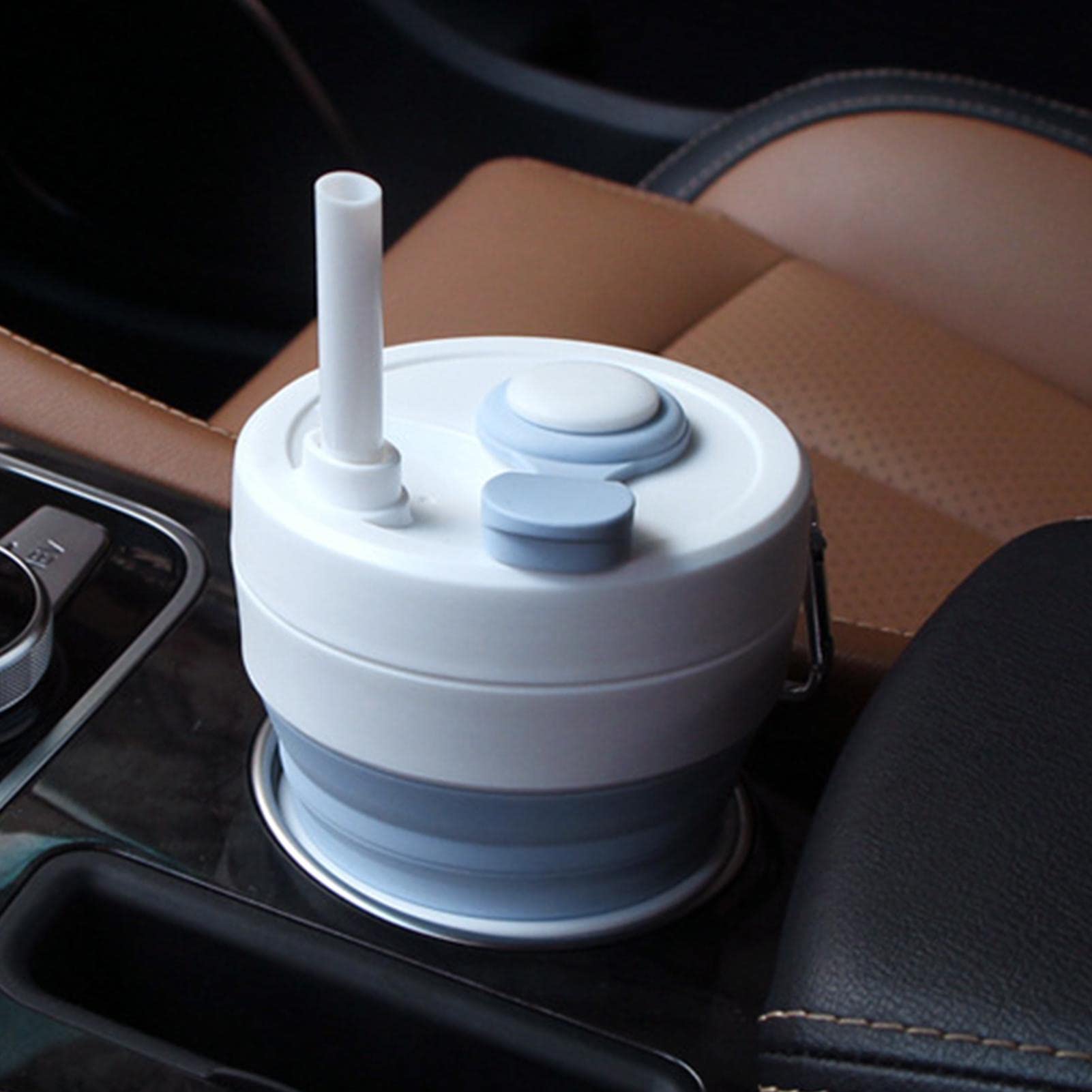 Faltbarer Reisebecher Aus Silikon - 450 Ml, Auslaufsicher, Für Heiße & Kalte Getränke, Inkl. Strohhalm, Spülmaschinenfest