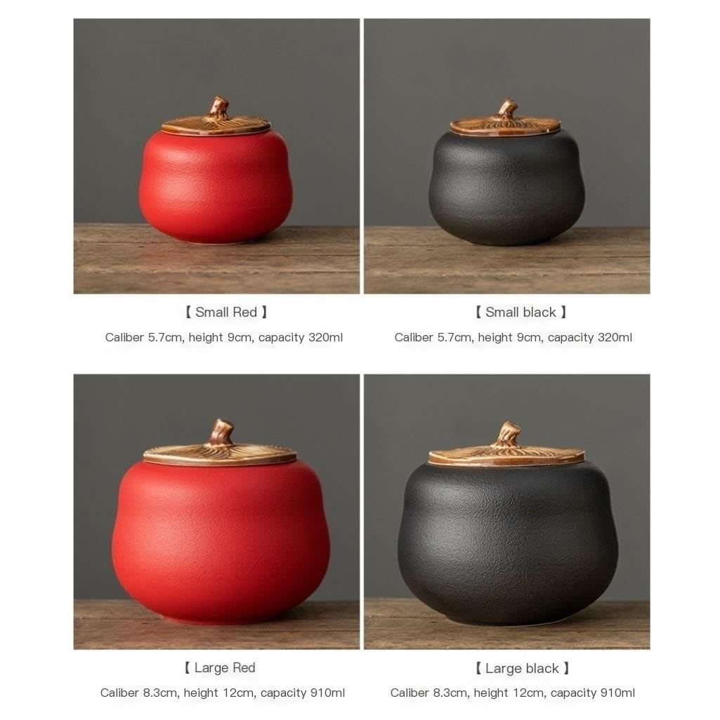 HLTYGWX Teedose, Keramik-Vorratsdose für losen Tee, Küche, Nuss, Kaffee, Getreide, versiegeltes Glas, tragbar, Reise-Vorratsdose, Kaki-Teedose, Teedose (B, L)