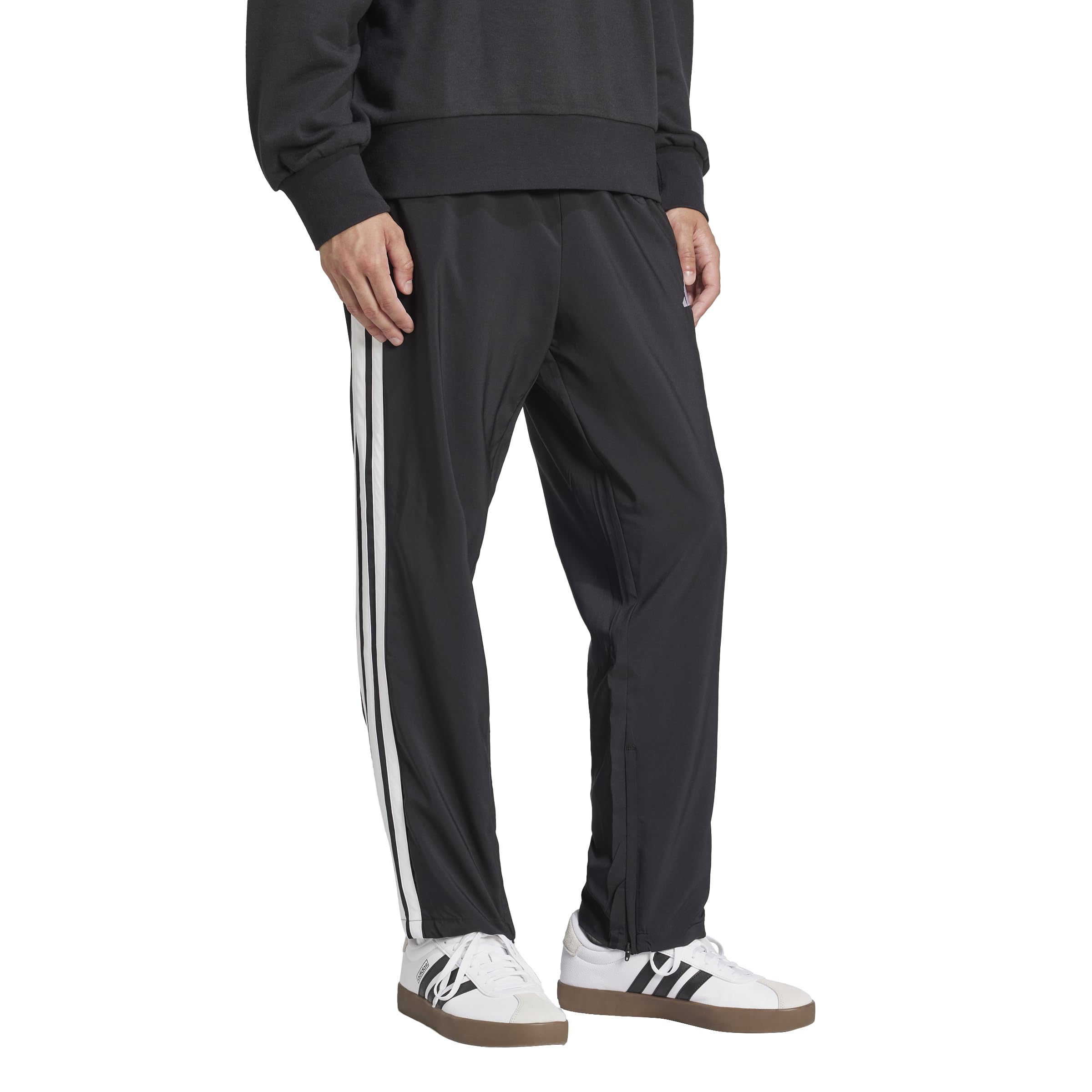 adidas Men's Essentials 3-Stripes Open Hem Stanford Pants, Black/White