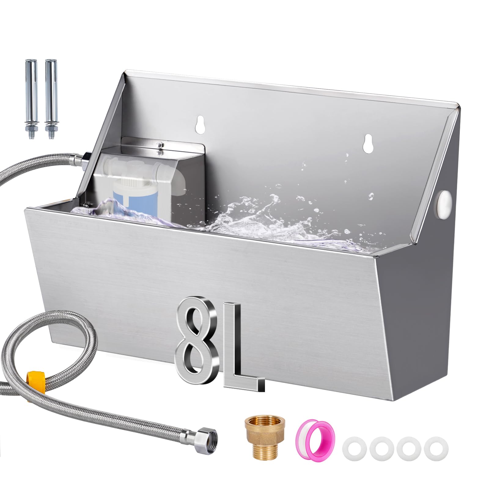 Automatic Dog Drinker, 8L Dog Water Dispenser with Automatic Filling, Outdoor Water Drinker for Farm Animals, Horses and Chickens
