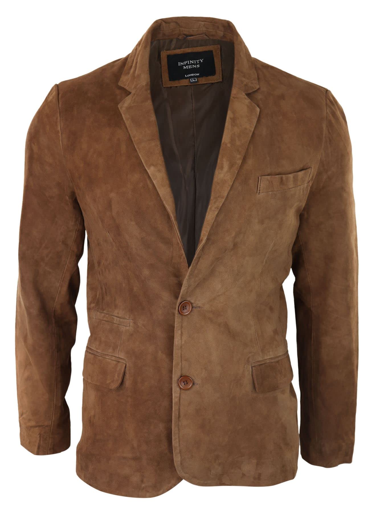 Truclothing Men's Tan Genuine Suede Blazer Style Jacket Leather Classic Vintage Smart Casual - 5XL