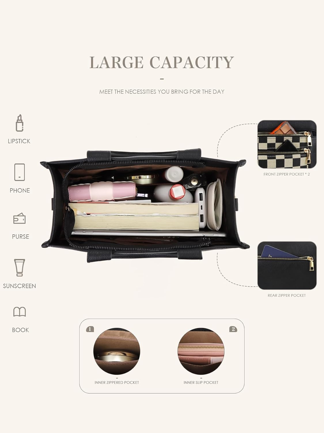 Checkered Tote Bag for Women - Plaid Handbag Checkerboard Crossbody Shoulder Bag Trendy Checkered Tote Purse - Image 5