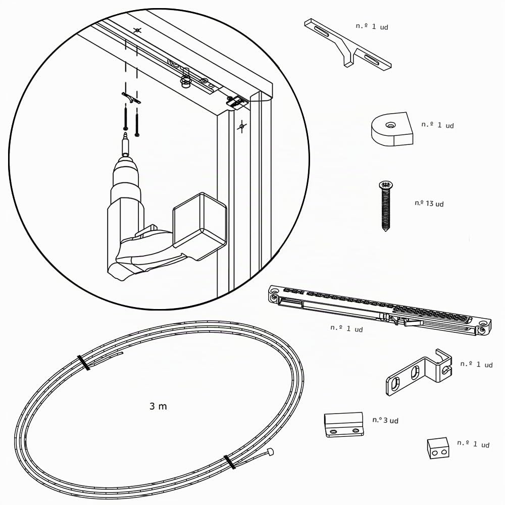 Porte Italiane, Kit de Cierre Automático para Puerta Corredera Empotrada o Exterior de Pared, Amortiguador Incluido