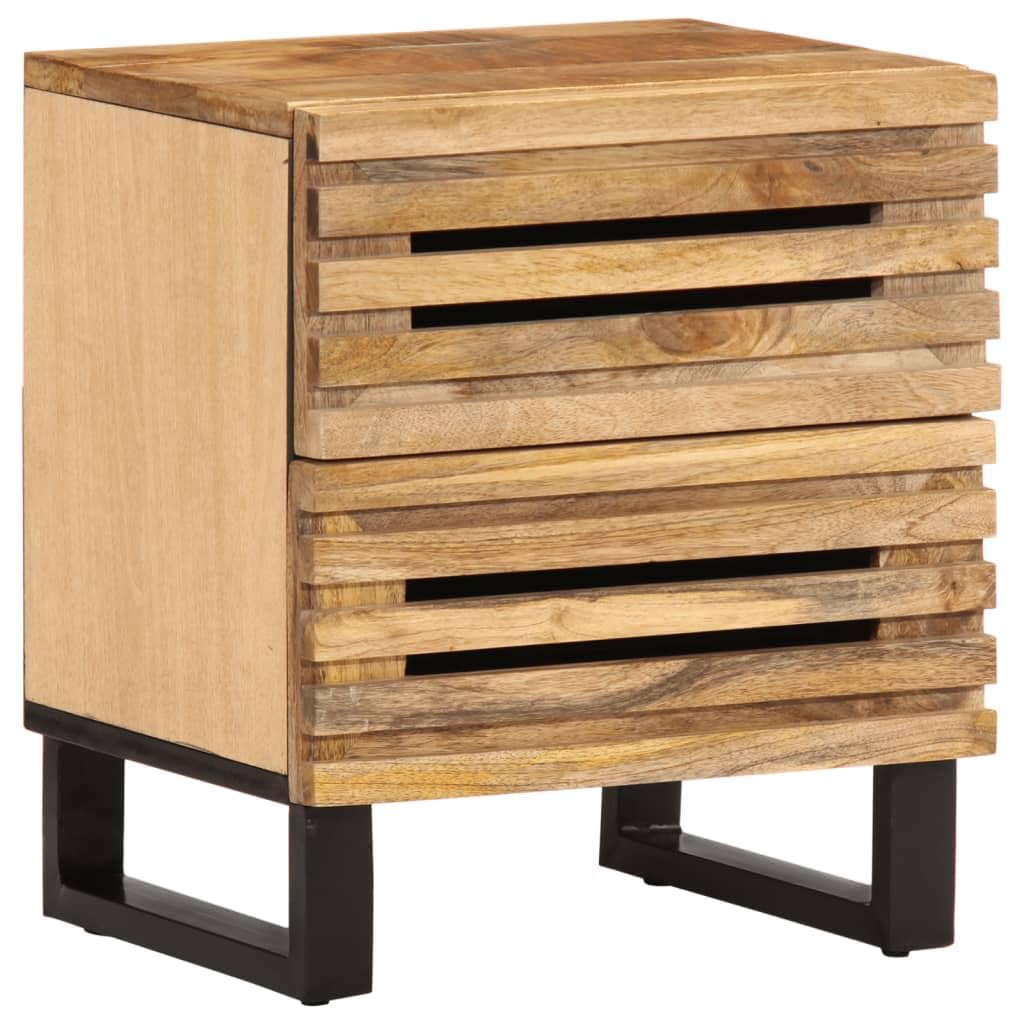 Homgoday Mesita de noche, mesilla de noche, mesita auxiliar, mesa auxiliar, mesa de sofá, consola de noche, con 2 cajones, para cama y dormitorio, 40 x 33 x 46 cm, madera de mango rugosa