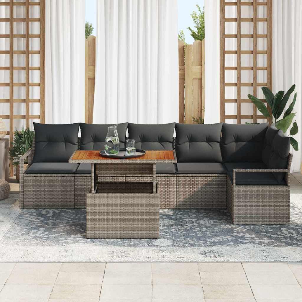 Set da pranzo da giardino in polyrattan, 7 pezzi, con vano