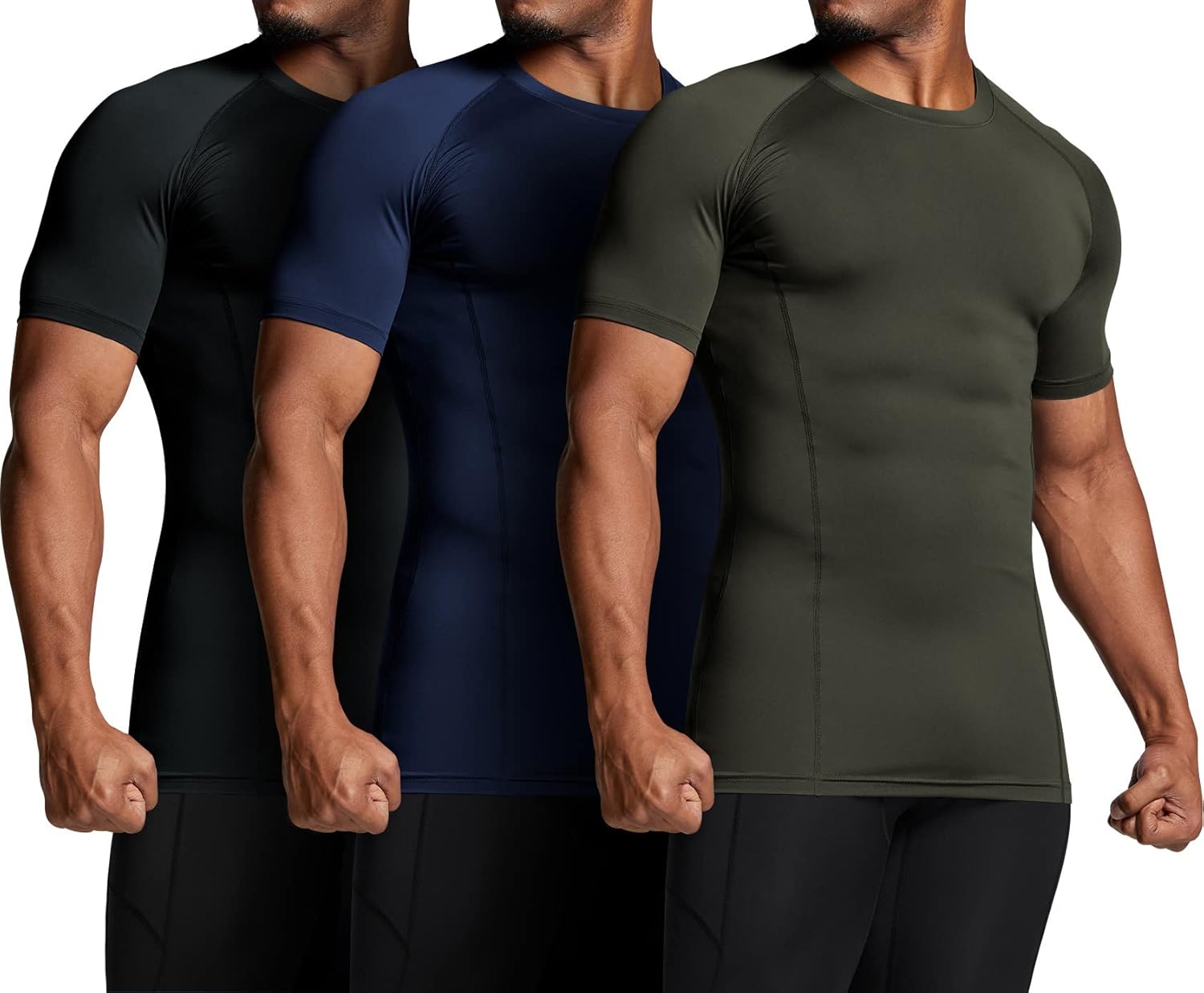 ATHLIO Men's Cool Dry Short Sleeve Compression Shirts, Sports Baselayer T-Shirts Tops, Athletic Workout Shirt - Image 2