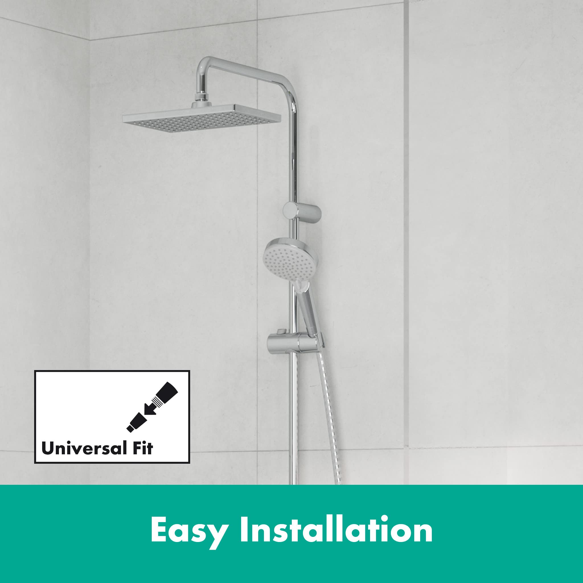 Hansgrohe Vernis Shape Zestaw Prysznicowy, Srebrny, ‎51,2 x 27,6 x 143 cm; 4,45 kg