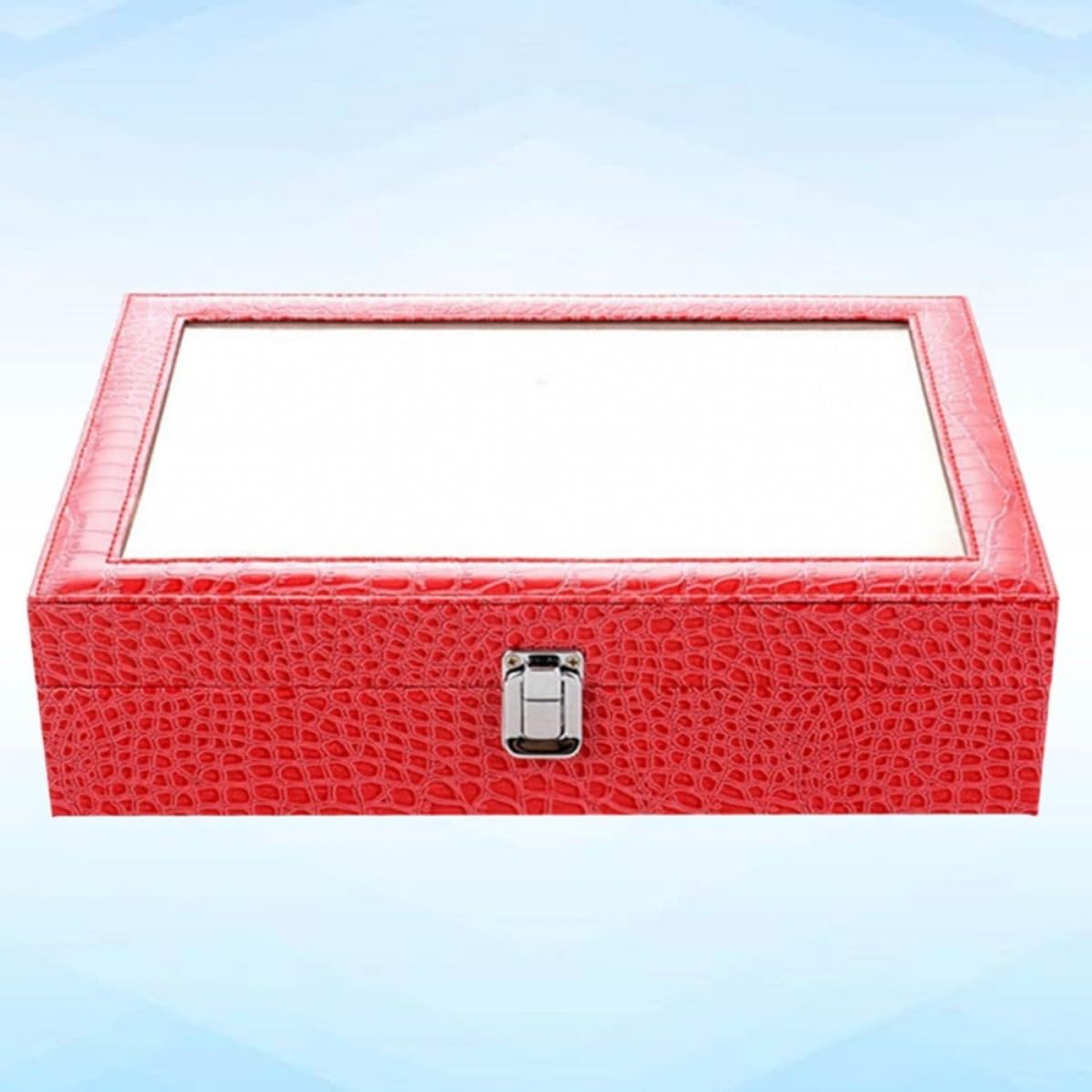 MAGICLULU Pu Brillenaufbewahrungsorganizer mit 8 Fächern und Fenster Rot