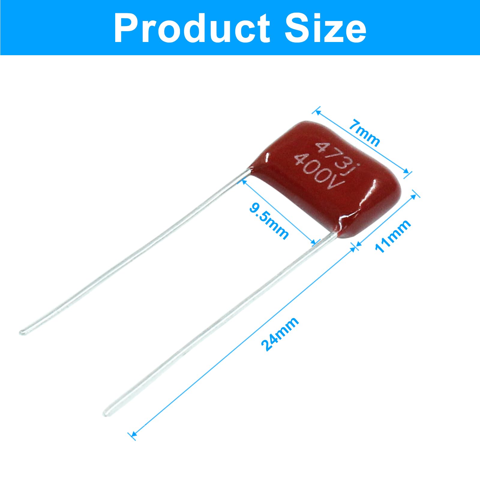 Piutouyar 10 Pack 473J 400V 0.047UF P10 Guitar Tone Capacitor Polypropylene Capacitor for Electric Guitar & Bass