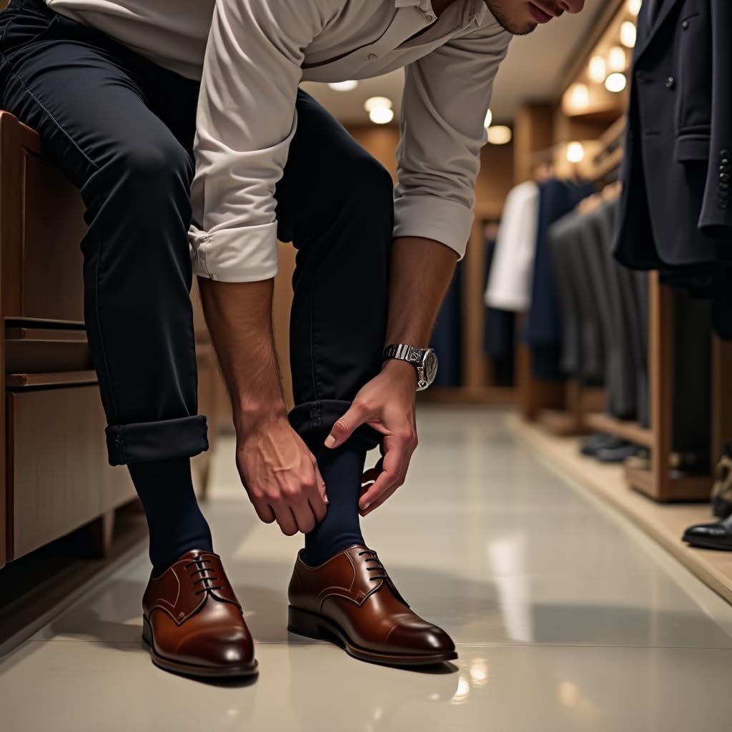 7BigStars Men Dress Socks 6 Pairs Crew Size 10-13 13-15 Soft Stay Up Fit Business Office Cotton Comfort - Image 2