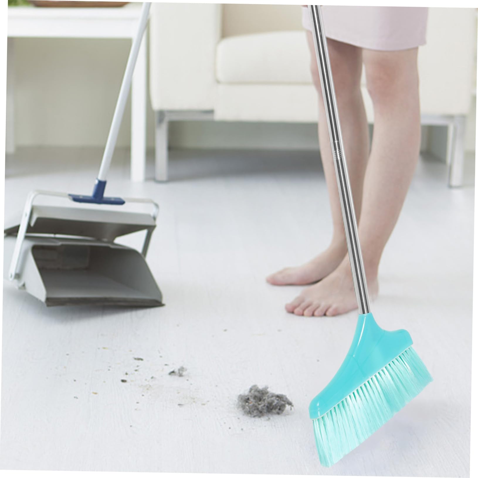 IWOWHERO Home Cleaning Broom Long Handle Cleaning Broom Garbage Cleaner Office Broom Floor Cleaning Broom Angle Broom Floor Sweeping Broom Floor Cleaning Tool Floor Wiper Sky-Blue Plastic