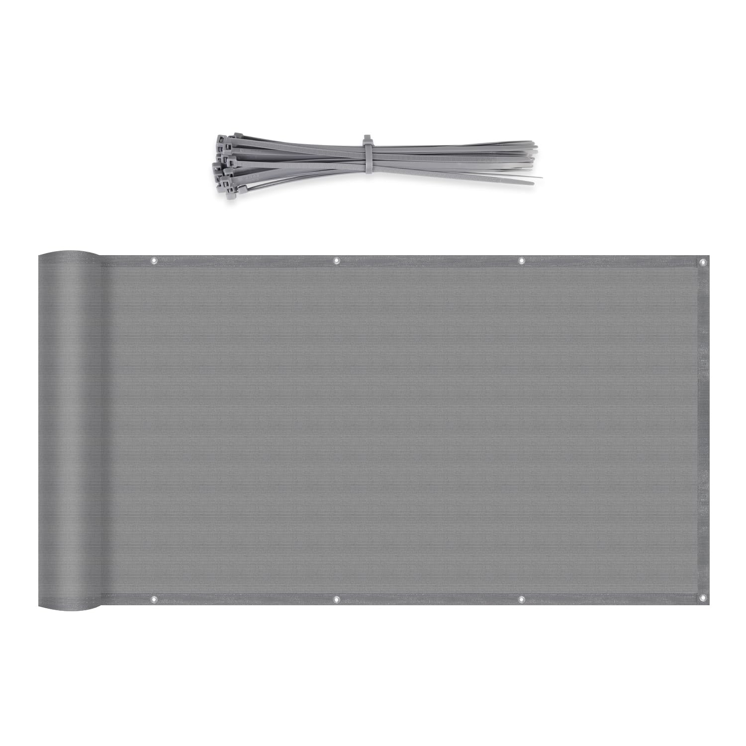 Sekey Balkon Sichtschutz Balkonabdeckung HDPE 220 g/m², 120x500cm, Leicht Transparent Wind- und UV-Schutz Wetterfest, mit Ösen, Nylon Kabelbinder, Hellgrau